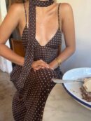 Vestido Espalda Descubierta con Estampado de Lunares