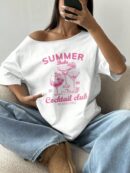 Remera Suelta de Hombro Caído con Eslogan 'Espresso Martini'
