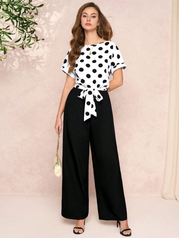 Mono Elegante de Pierna Ancha con Cinturón y Cuello Redondo - Image 31
