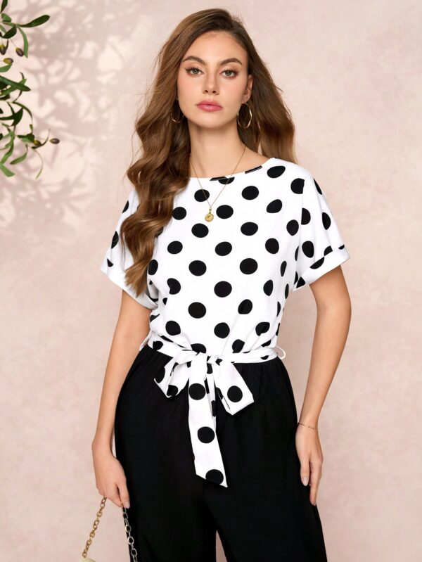 Mono Elegante de Pierna Ancha con Cinturón y Cuello Redondo - Image 32