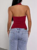 Top Estilo Halter con Espalda Descubierta y Detalles Metálicos