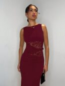 Vestido Largo Elegante con Detalles de Encaje y Abertura
