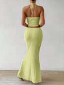 Set de Verano Top Halter con Nudo Frontal y Falda Sirena