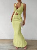 Set de Verano Top Halter con Nudo Frontal y Falda Sirena