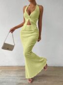 Set de Verano Top Halter con Nudo Frontal y Falda Sirena