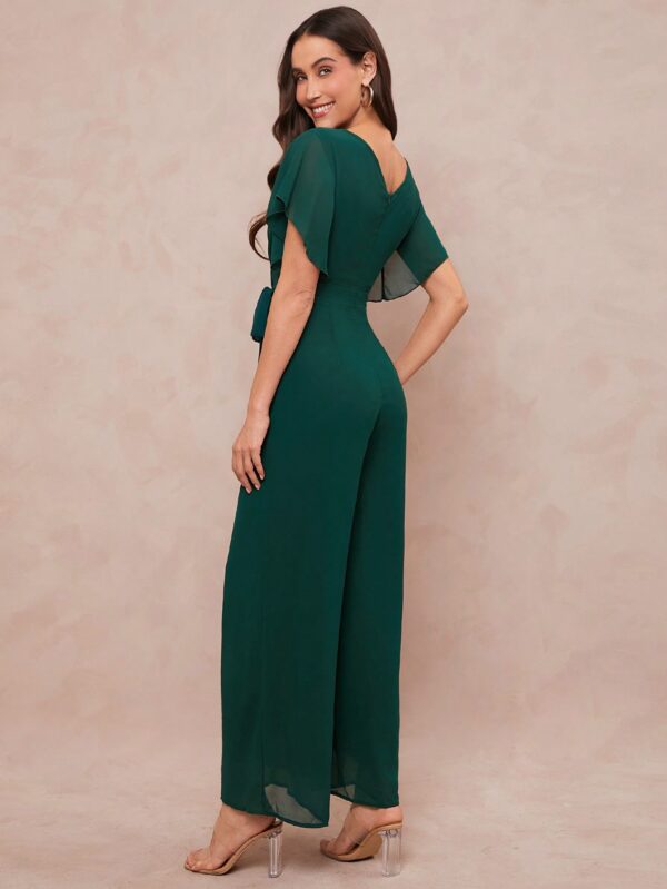 Mono Elegante de Pierna Ancha con Lazo y Mangas Mariposa - Image 82