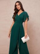 Mono Elegante de Pierna Ancha con Lazo y Mangas Mariposa