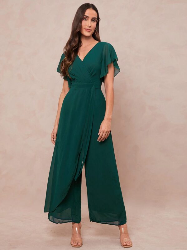 Mono Elegante de Pierna Ancha con Lazo y Mangas Mariposa - Image 85