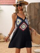 Vestido Mini Casual con Estampado Floral y Tirantes Espaguetis
