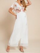 Mono Elegante de Pierna Ancha con Lazo y Mangas Mariposa