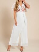 Mono Elegante de Pierna Ancha con Lazo y Mangas Mariposa