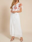 Mono Elegante de Pierna Ancha con Lazo y Mangas Mariposa