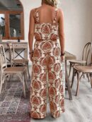 Conjunto Vacacional Boho para Mujer: Top Camisola Crop + Pantalones Largos Estampados