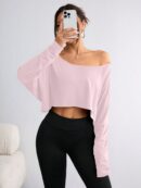 Remera Casual Manga Murciélago con Hombros Descubiertos