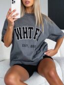 Remera Casual de Manga Corta con Estampa de Letras