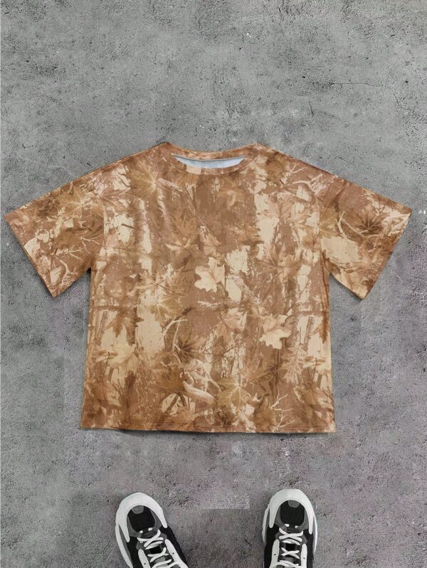 Remera Casual Oversize con Estampado Camuflado y Manga Corta - Image 34