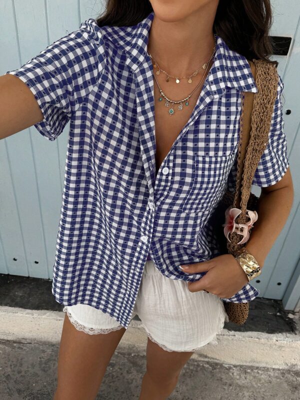 Camisa Estampada de Manga Corta para Mujer Estilo Vacacional - Image 7