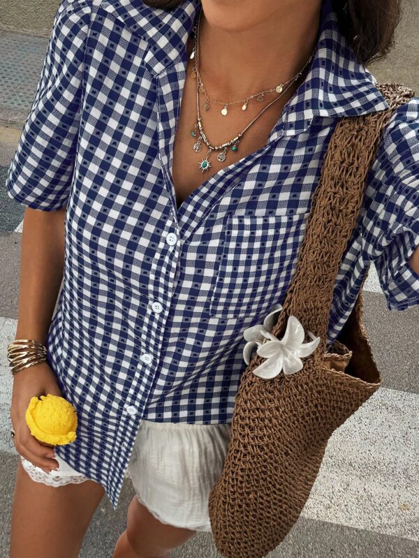 Camisa Estampada de Manga Corta para Mujer Estilo Vacacional - Image 9