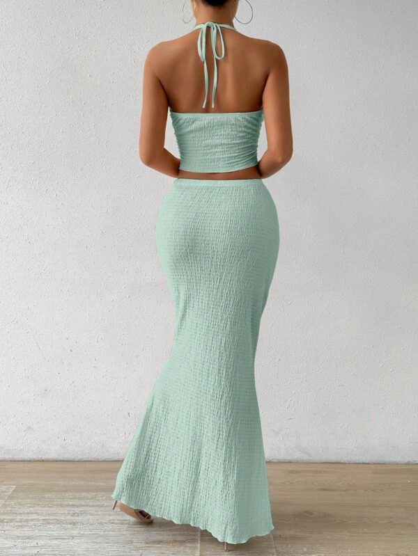 Set de Verano Top Halter con Nudo Frontal y Falda Sirena - Image 77