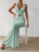 Set de Verano Top Halter con Nudo Frontal y Falda Sirena