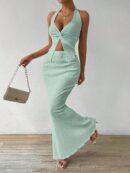 Set de Verano Top Halter con Nudo Frontal y Falda Sirena