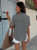 Camisa Estampada de Manga Corta para Mujer Estilo Vacacional