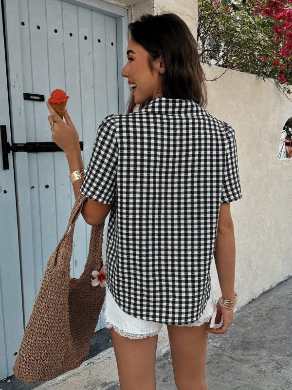 Camisa Estampada de Manga Corta para Mujer Estilo Vacacional - Image 2