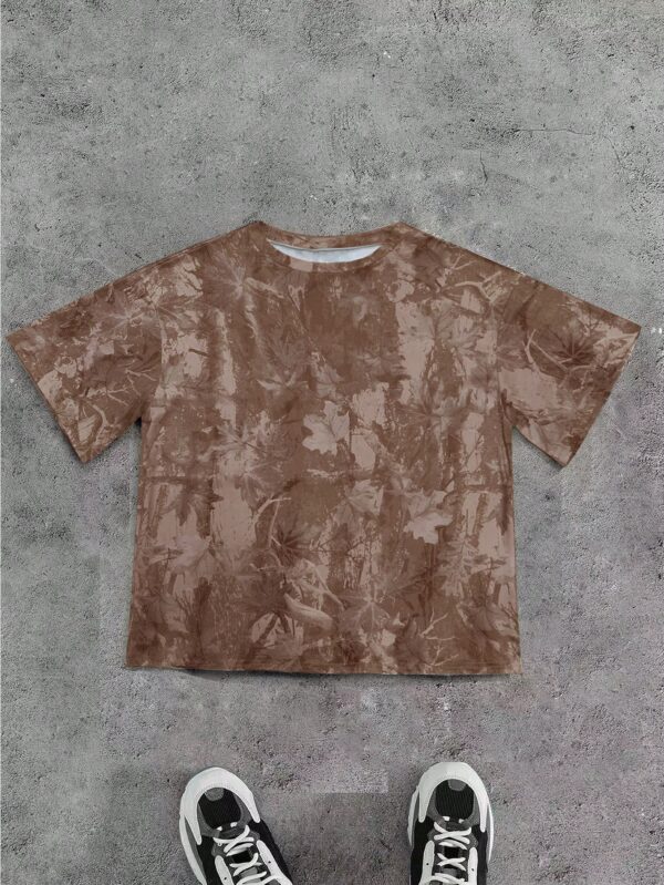 Remera Casual Oversize con Estampado Camuflado y Manga Corta - Image 44