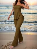 Conjunto Bandeau y Falda Maxi con Abertura Lateral