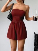 Romper Tubo Ruched Veraniego Sexy de Tiro Alto