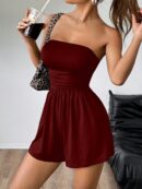 Romper Tubo Ruched Veraniego Sexy de Tiro Alto