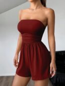 Romper Tubo Ruched Veraniego Sexy de Tiro Alto