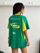 Remera Oversize Deportiva con Estampado de Bloques de Colores