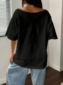 Remera Suelta de Hombro Caído con Eslogan 'Espresso Martini'