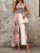 Mono Largo Elegante con Estampado Arcoíris y Abertura Lateral