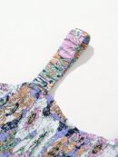 Mono Floral de Pierna Ancha y Cuello Cuadrado sin Mangas