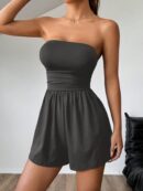 Romper Tubo Ruched Veraniego Sexy de Tiro Alto