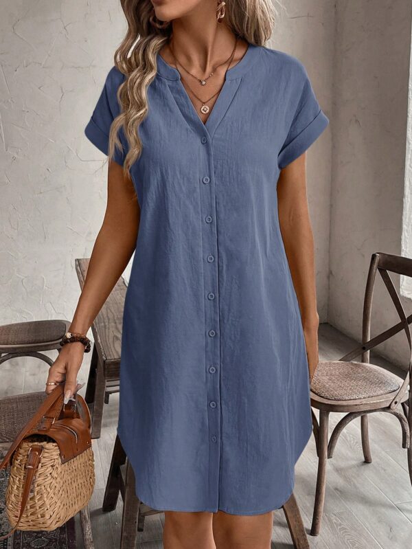 Vestido Mini Casual de Manga Corta con Botones Frontales - Image 88