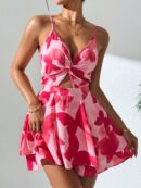 Romper de Verano Tie Dye para Mujer con Recortes y Botón Frontal