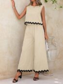 Conjunto Casual Blanco y Negro de Musculosa y Pantalón Ancho