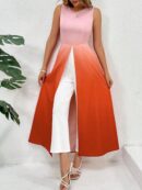 Mono Largo Elegante con Estampado Arcoíris y Abertura Lateral