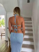 Set Veraniego de 2 Piezas: Top Halter Espalda Descubierta y Mini Falda