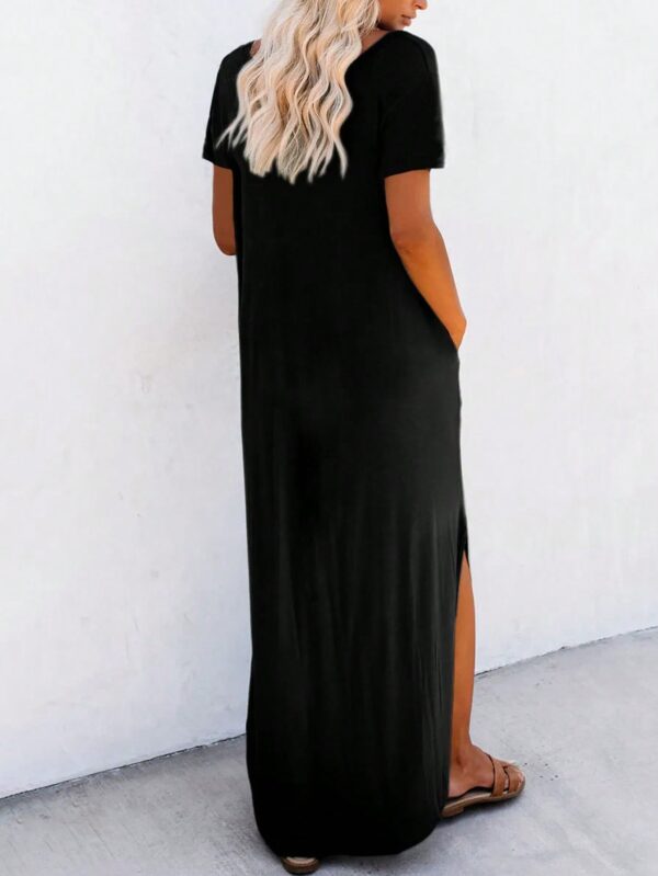 Vestido Casual de Mujer con Bolsillo Diagonal y Abertura - Image 2