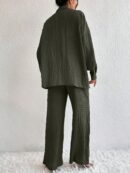 Conjunto Casual de Blusa Suelta y Pantalones con Manga Caída