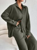 Conjunto Casual de Blusa Suelta y Pantalones con Manga Caída