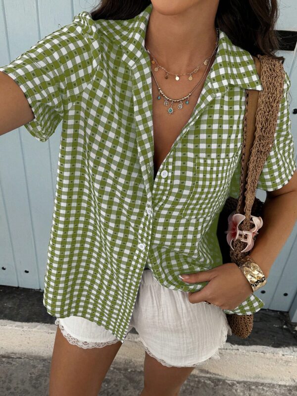 Camisa Estampada de Manga Corta para Mujer Estilo Vacacional - Image 19
