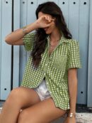 Camisa Estampada de Manga Corta para Mujer Estilo Vacacional