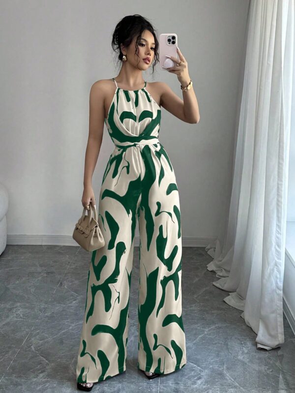 Mono Largo Estampado con Cuello Halter y Detalles Fruncidos - Image 17