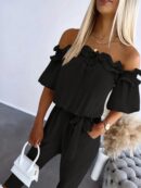 Mono Casual de Mujer con Manga Corta y Hombros Descubiertos