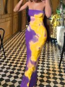 Vestido Midi Elegante con Estampado Floral y Tie-Dye